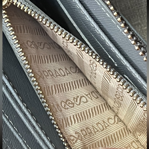 Prada Gray Saffiano Lux Zip-Around Wallet - Picture 9 of 10